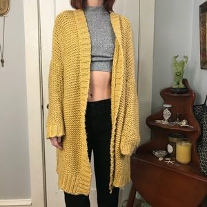 Free People Golden Knit Long Midi Cardigan Sweater
